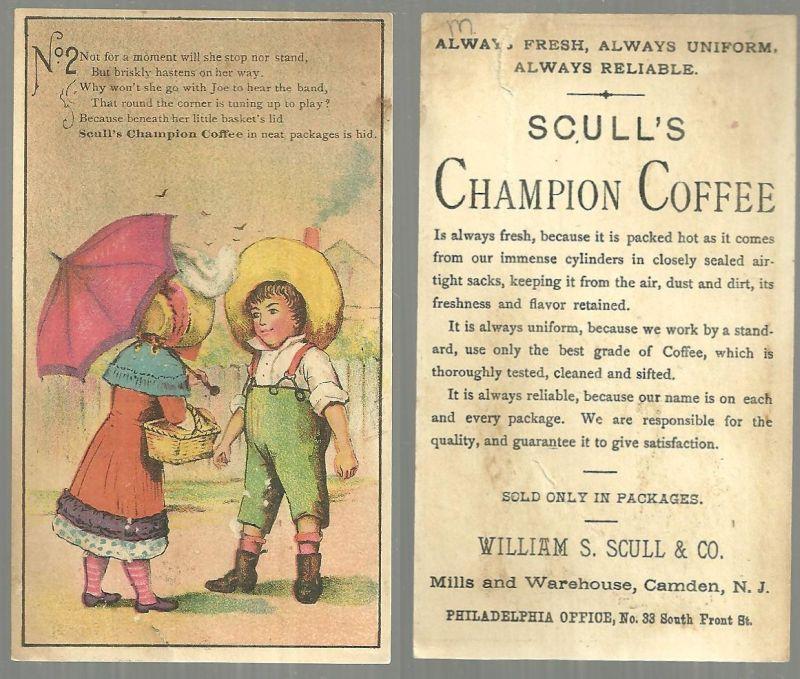 Victorian Trade Card for Scull's Champion Coffee With Little Boy and Girl