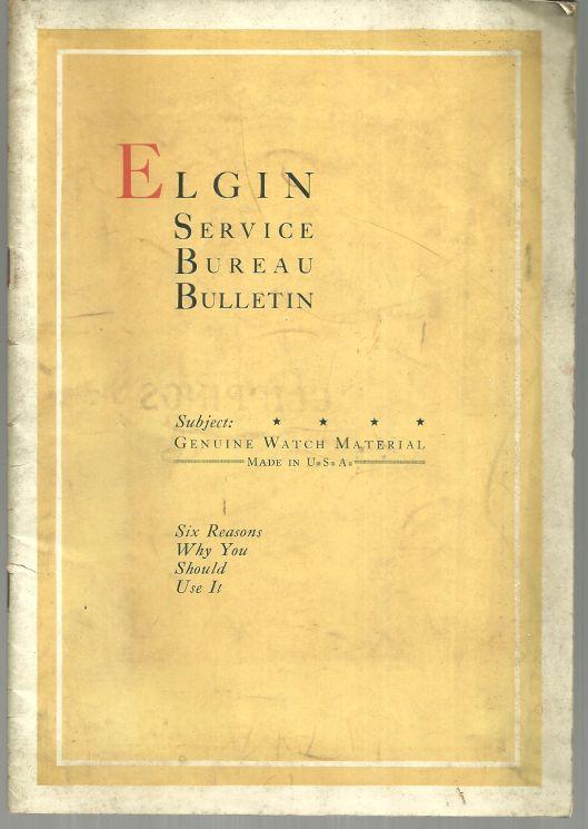 Elgin Service Bureau Bulletin Using Genuine Watch Material 1919
