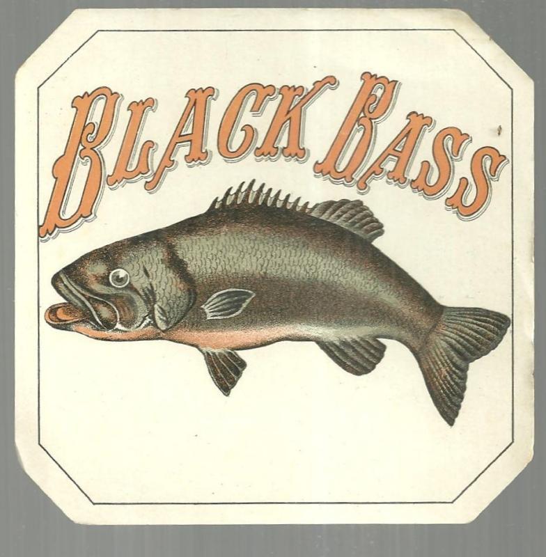 Vintage Black Bass Cigar Label with Bass Fish