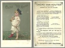 Victorian Trade Card for Cacao Van Houten with Little Boy Dressed as Soldier