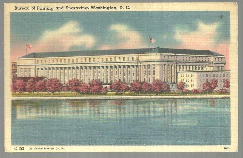 Vintage Unused Postcard of Bureau of Printing and Engraving, Washington D. C