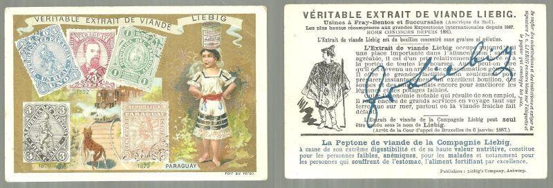 Victorian Trade Card for Liebig Extract with Lovely Lady From Paraguay