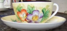 Meito China Cup and Saucer Handpainted Flowers
