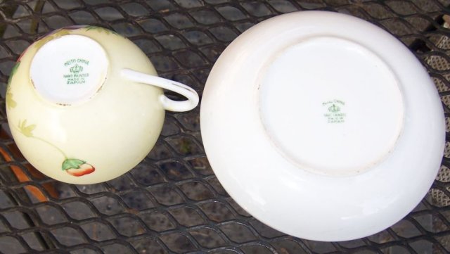 Meito China Cup and Saucer Handpainted Flowers