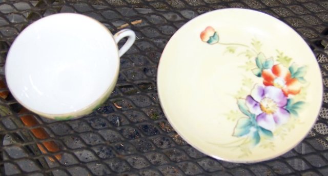 Meito China Cup and Saucer Handpainted Flowers