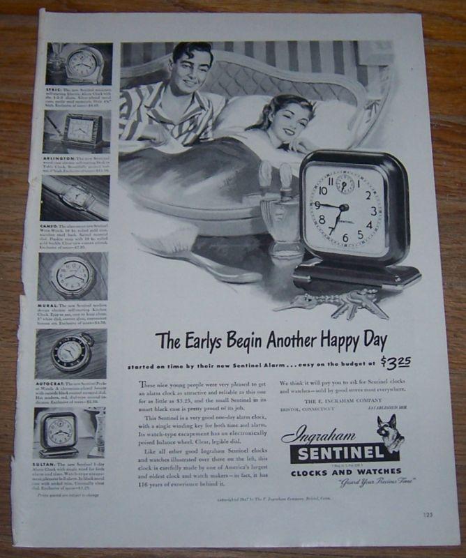 1947 Ingraham Sentinel Clocks and Watches Life Magazine Advertisement