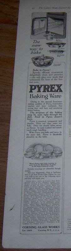 1916 Ladies Home Journal Pyrex Baking Ware Magazine Advertisement