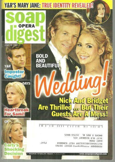 Soap Opera Digest Magazine June 30, 2009 Bold and Beautiful Wedding on Cover