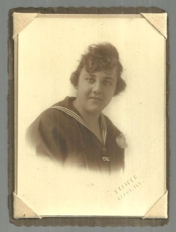 Framed Mounted Photograph of Young Lady in Sailor Suit, Staiger, Carmi, Illinois