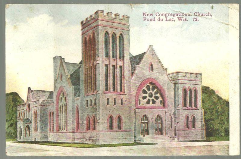 Postcard of New Congregational Church, Fond du Lac, Wisconsin