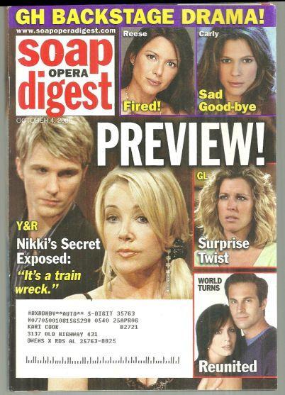 Soap Opera Digest October 4, 2005 Young and Restless Shockers/Billy Warlock