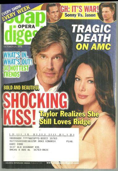 Soap Opera Digest October 21, 2008 Taylor and Ridge Bold and Beautiful on Cover
