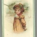 Victorian Trade Card for White Elephant Garments Young Girl Dressed Christmas