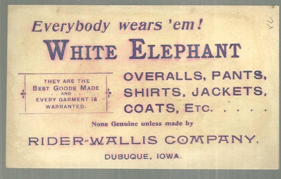 Victorian Trade Card for White Elephant Garments Young Girl Dressed Christmas