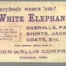 Victorian Trade Card for White Elephant Garments Young Girl Dressed Christmas