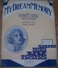 My Dream Memory From Street Girl 1929 Sheet Music