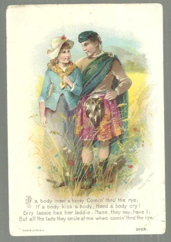 Victorian Trade Card for Dr. D. Jayne's Sanative Pills Couple Comin' Thro' Rye