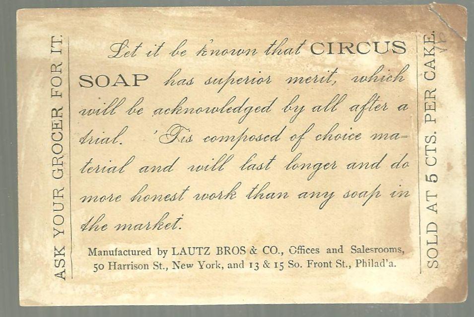 Victorian Trade Card for Lautz Bros. Soaps With Young Girl on Italian Balcony