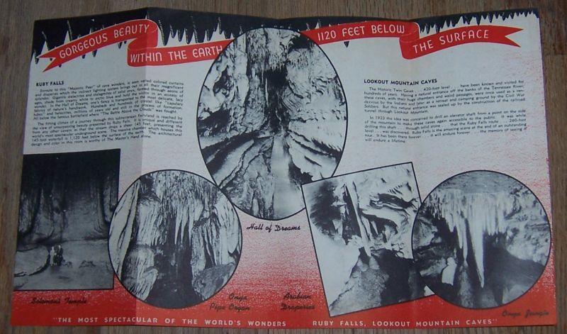 Vintage 1950s Souvenir Brochure for Ruby Falls, Chattanooga, Tennessee