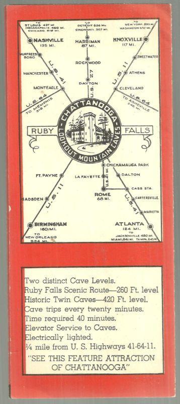 Vintage 1950s Souvenir Brochure for Ruby Falls, Chattanooga, Tennessee