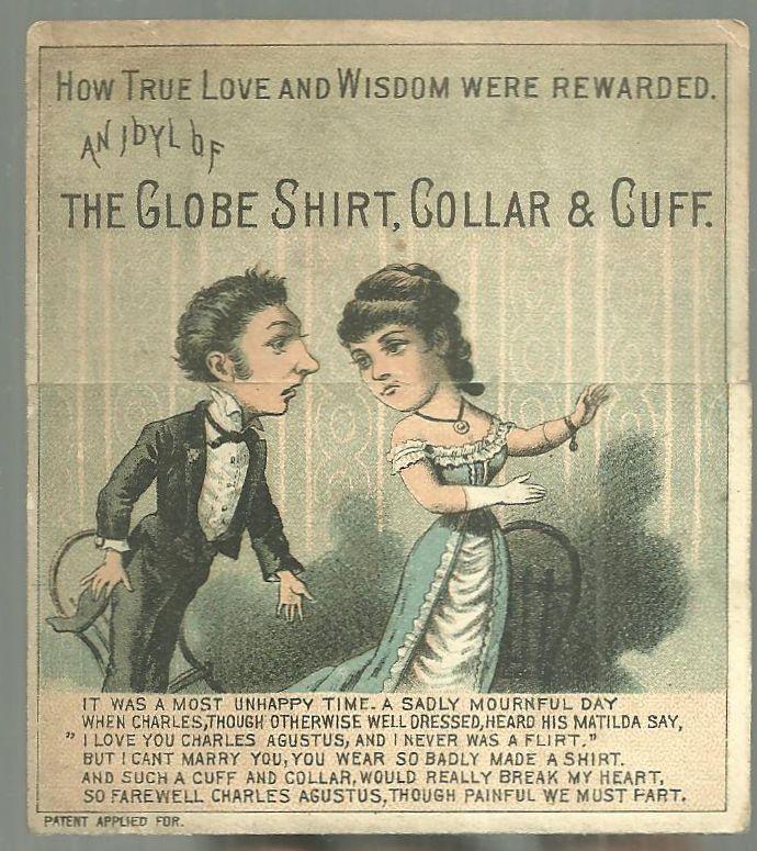 Victorian MetamorphicTrade Card for Globe Shirt, Collar and Cuff With Couple