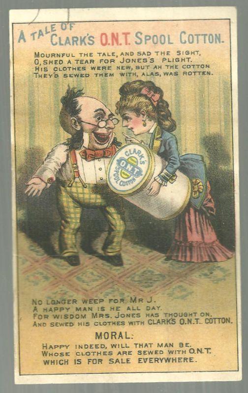 Victorian MetamorphicTrade Card for Clark's O. N. T. Spool Cotton with Couple