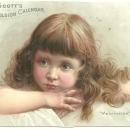 Victorian Trade Card for Scott's Emulsion Calendar with Lovely Girl Meditation