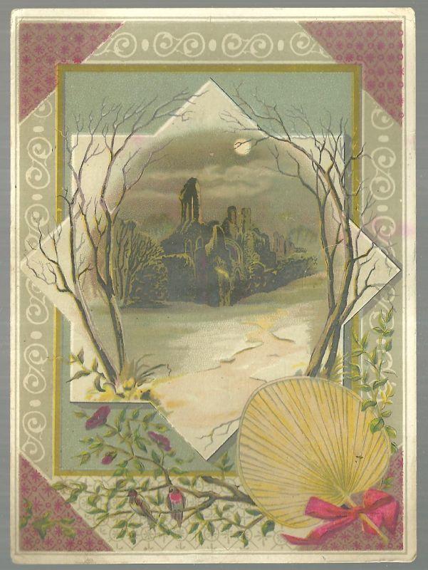 Victorian Trade Card For Des Moines Domestic Soap with Moonlight Ruin