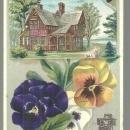 Victorian Trade Card for New Home Sewing Machine with Pansies and A New Home