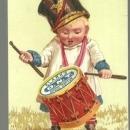 Victorian Trade Card for Clark's Spool Cotton with Boy Banging a Drum