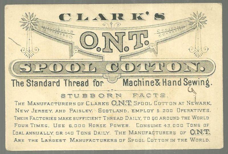 Victorian Trade Card for Clark's Spool Cotton with Boy Banging a Drum