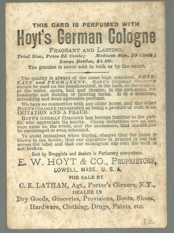 Victorian Trade Card Perfumed with Hoyt's German Cologne with Two Children