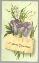 Victorian Merry Christmas Card with Violets and Lily of the Valley