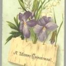 Victorian Merry Christmas Card with Violets and Lily of the Valley