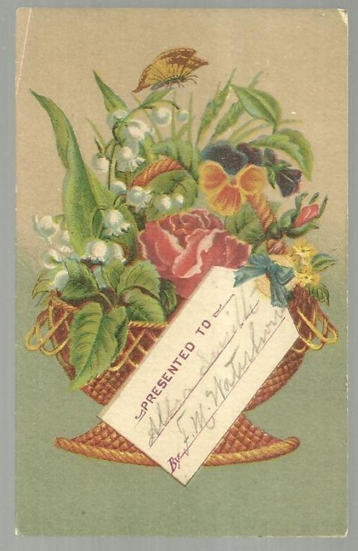 Victorian Reward of Merit with Large Bouquet of Flowers and Names