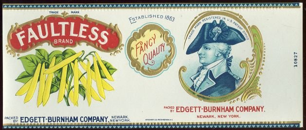 Faultless Brand Wax Beans Can Label