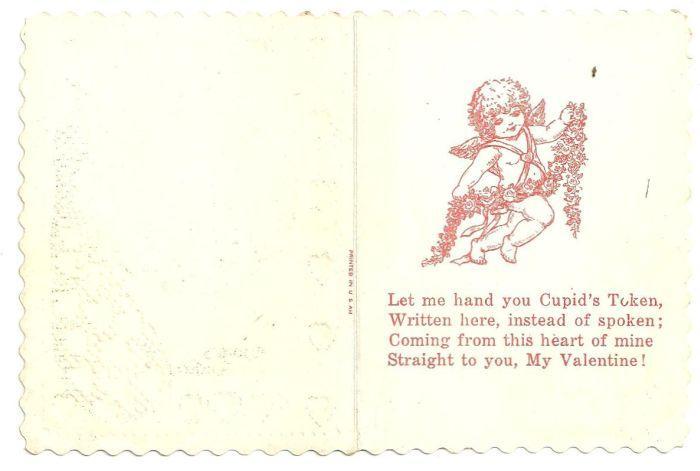 Vintage Valentine Card with Little Boy and Little Girl Playing in Tree