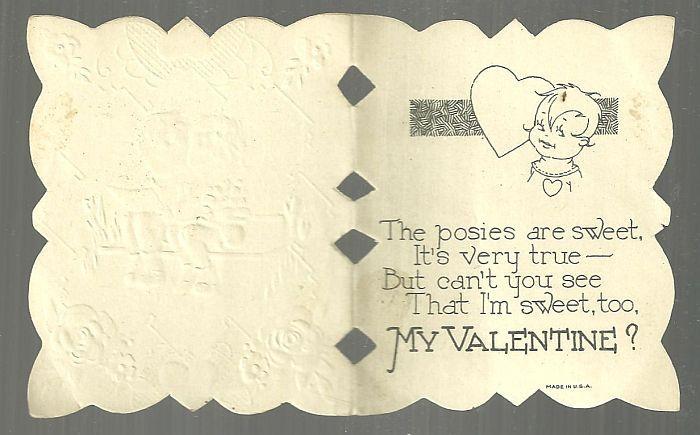 Vintage Valentine Card with with Little Boy and Little Girl Sitting on a Bench