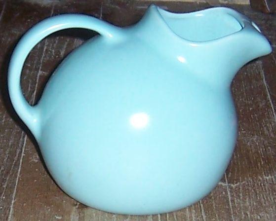 Vintage Franciscan Ware Pottery Pastel Blue Ball Water Pitcher with Ice Lip