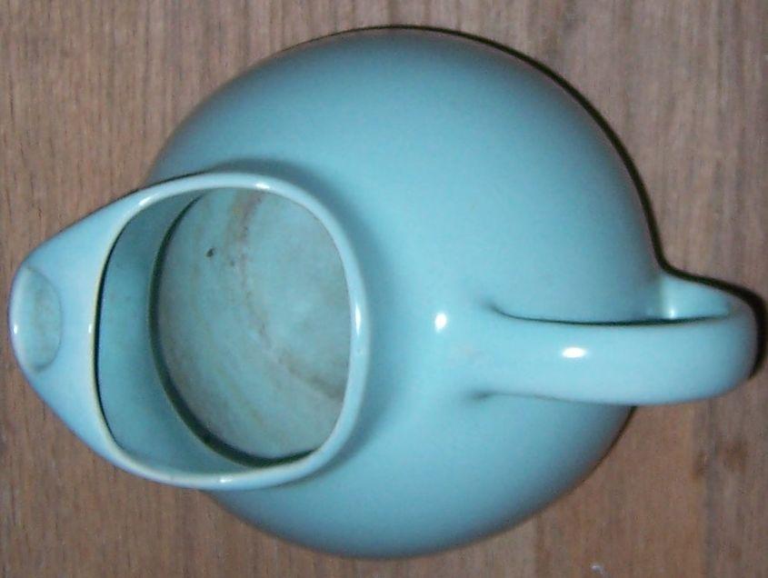 Vintage Franciscan Ware Pottery Pastel Blue Ball Water Pitcher with Ice Lip