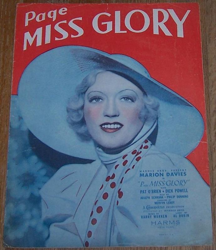 Page Miss Glory Starring Marion Davies with Pat O'Brien 1935 Sheet Music