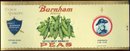 Burnham Brand Sifted Sweet Wrinkled Peas Can Label