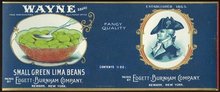 Wayne Brand Small Green Lima Beans Can Label