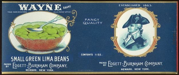 Wayne Brand Small Green Lima Beans Can Label