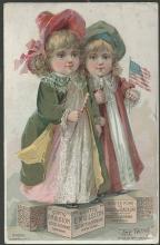 Victorian Trade Card for Scott's Emulsion, with the Twins with American Flags