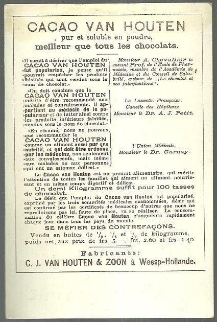 Victorian Trade Card for Van Houten Cacao with Boy and Girl Playing Outside