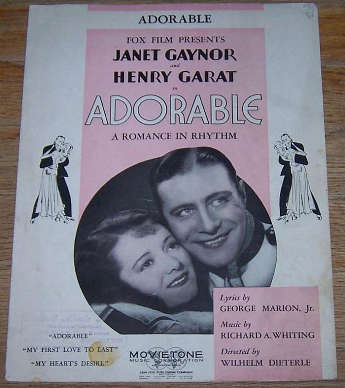 Adorable a Romance in Rhythm Starring Janet Gaynor and Henry Garat 1933 Music