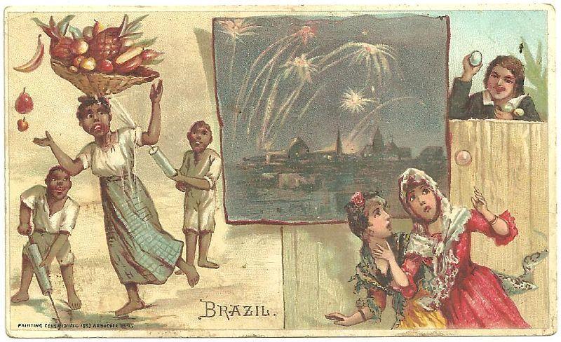 Victorian Trade Card for Arbuckle Bros. Coffee with Brazil, Halloween Pranks