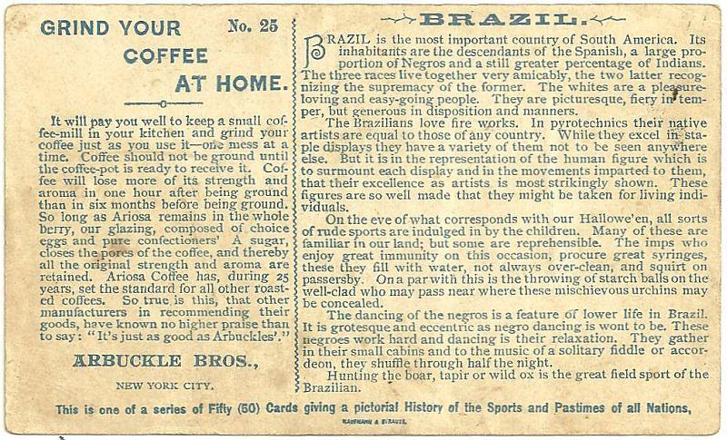 Victorian Trade Card for Arbuckle Bros. Coffee with Brazil, Halloween Pranks