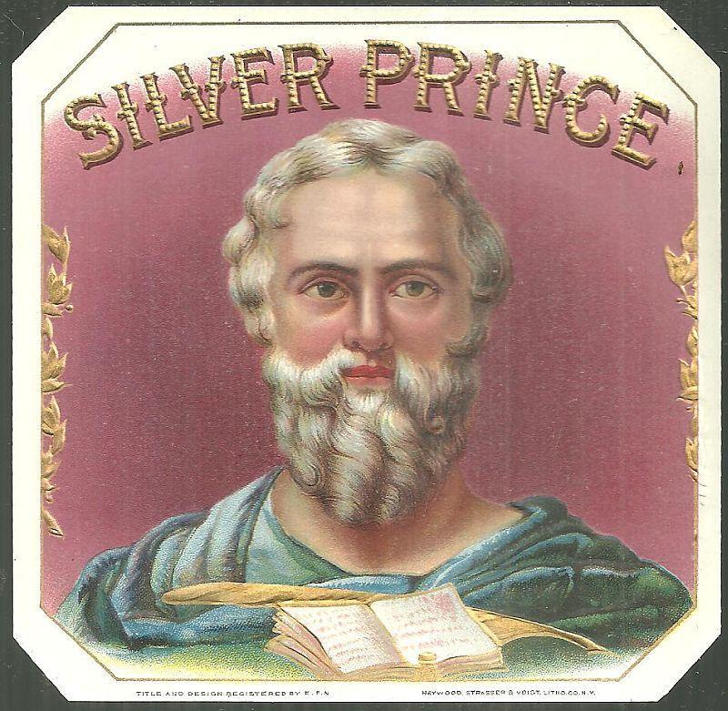 Vintage Silver Prince Cigar Label Heywood, Strasser & Voight Litho